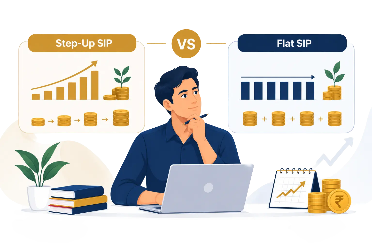 Step-Up SIP vs Flat SIP comparison for investors with growing income