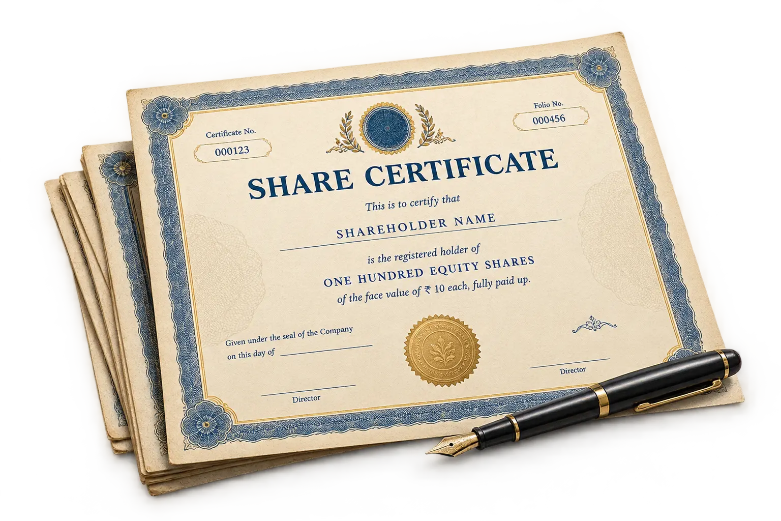 Physical share certificate lost in India and duplicate certificate process
